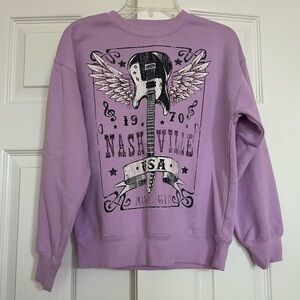 Purple Crew Neck Sweater with Nashville Graphics